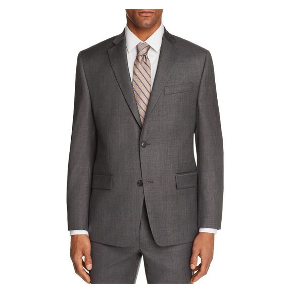 MICHAEL KORS Mens Sharkskin Gray Single Breasted Classic Wool Blend Blazer 40L
